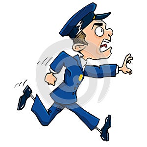 Cartoon policeman running photo