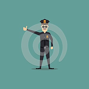 A cartoon policeman who gives a thumbs up