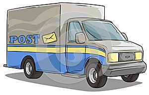 Cartoon post delivery transportation cargo truck