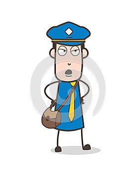 Cartoon Postboy in Anger Mood Vector