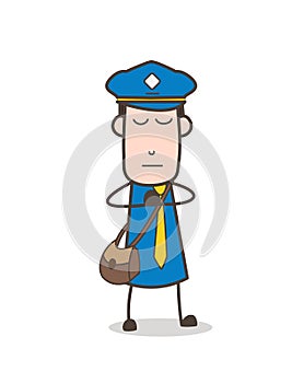 Cartoon Postboy Doing Prayer Vector Illustration