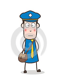 Cartoon Postboy Flushed Face Expression Vector