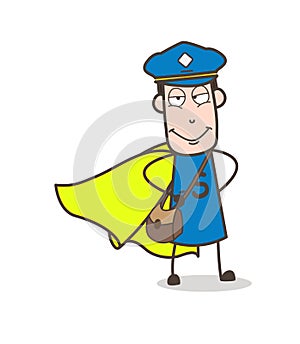 Cartoon Postboy Smiling Face Vector Illustration