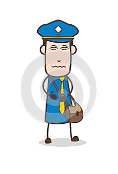 Cartoon Postman Confounded Face Expression Vector