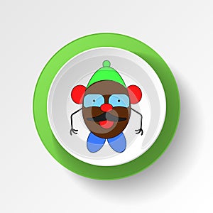 cartoon potatoes infant head toy colored button icon. Signs and symbols can be used for web, logo, mobile app, UI, UX
