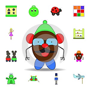 cartoon potatoes infant head toy colored icon. set of children toys illustration icons. signs, symbols can be used for web, logo,