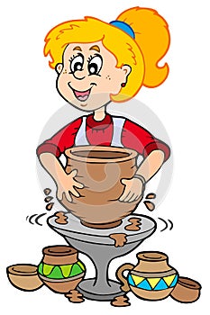 Cartoon pottery girl