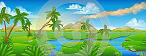 Cartoon Prehistoric Background Scene Landscape