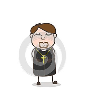 Cartoon Priest Confounded Face Expression