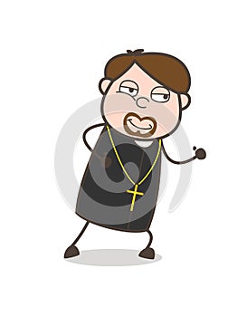 Cartoon Priest Running Pose Vector