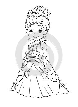 Cartoon princess with cake