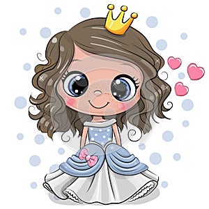 Cartoon Princess with hearts on a white background