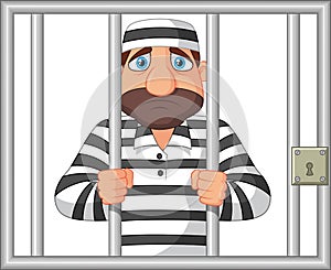 Cartoon Prisoner behind bar