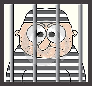 Cartoon prisoner behind bars