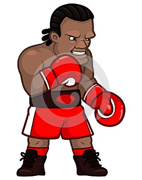 Cartoon professional angry boxer in red gloves