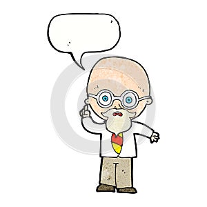 cartoon professor with speech bubble