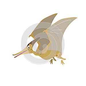 Cartoon Pteranodon. Flat simple style flying predator dinosaur. Jurassic world dangerous animal. Vector illustration for kid educa