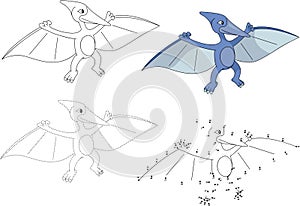 Cartoon pterodactyl. Vector illustration. Dot to dot game for kids photo