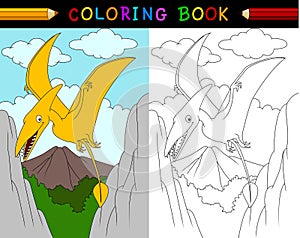 Cartoon pterosaurs coloring book