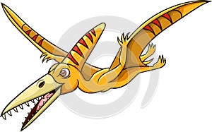 Cartoon pterosaurs flying on white background