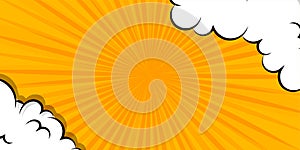 Cartoon puff cloud yellow background for text