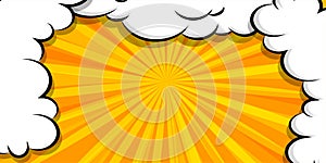 Cartoon puff cloud yellow background for text