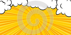 Cartoon puff cloud yellow background for text