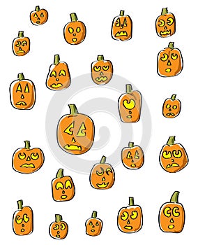 Cartoon Pumpkin Faces