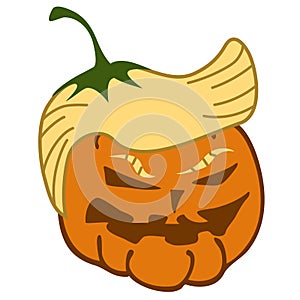 Cartoon pumpkin Trump face