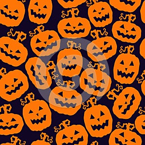 Cartoon pumpkins seamless  pattern, vector illustration