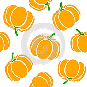 Cartoon pumpkins on a white background. Simple vector background Cute autumn pattern Seamless textile. design for greeting card an