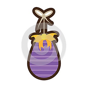 cartoon purple easter egg bow hanging