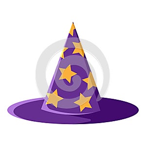 cartoon purple witch's hat on white background