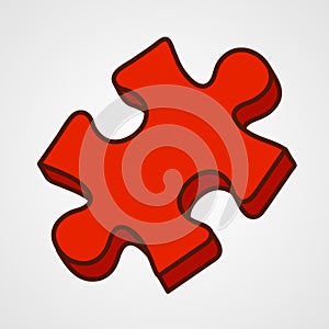 Cartoon puzzle piece icon. Vector illustration.