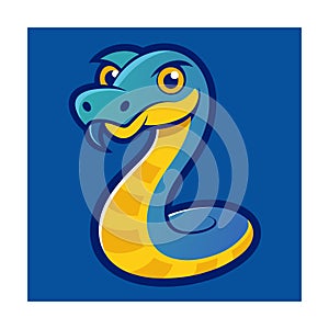 Cartoon Python Mascot Vector Illustration Design