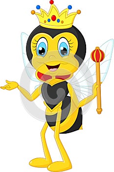 Cartoon queen bee presenting