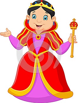 Cartoon queen holding scepter photo