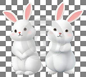cartoon Rabbit , animal wildlife pillars isolated on transparent background. Vector realistic illustration