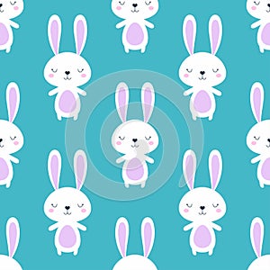 cartoon rabbit character seamless pattern