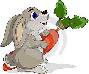Cartoon rabbit holding carrots