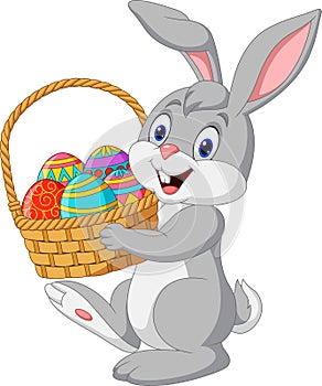 Cartoon rabbit holding an Easter basket