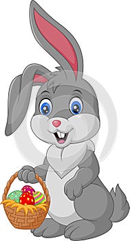 Cartoon rabbit holding an easter basket