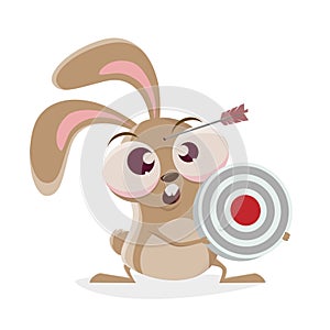 cartoon rabbit holding a target