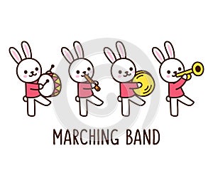 Cartoon rabbit marching band