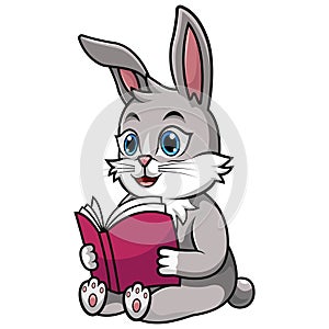 cartoon rabbit reading a book