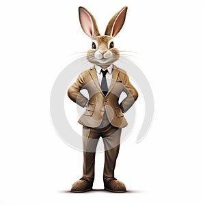 Streetwise Rabbit In Suit And Tie: A Hyper-detailed Rendering photo