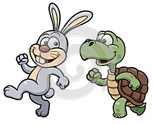 Cartoon Rabbit and turtle