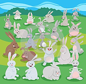 cartoon rabbits or bunnies farm animal characters group