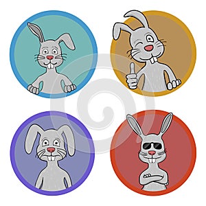 Cartoon rabbits handdrawn