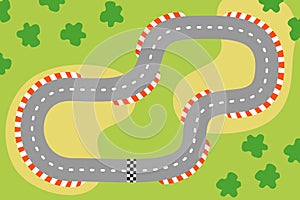 Cartoon race track. Top view